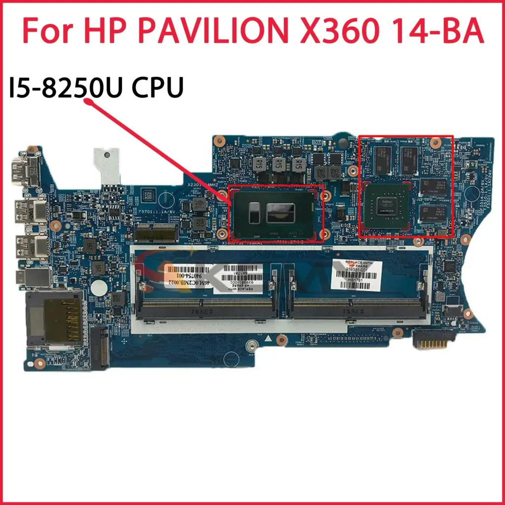 

For HP PAVILION X360 14-BA 14M-BA laptop motherboard 17817-2 939381-001 939381-601 940754-001 mainboard With SR3LA I5-8250 CPU