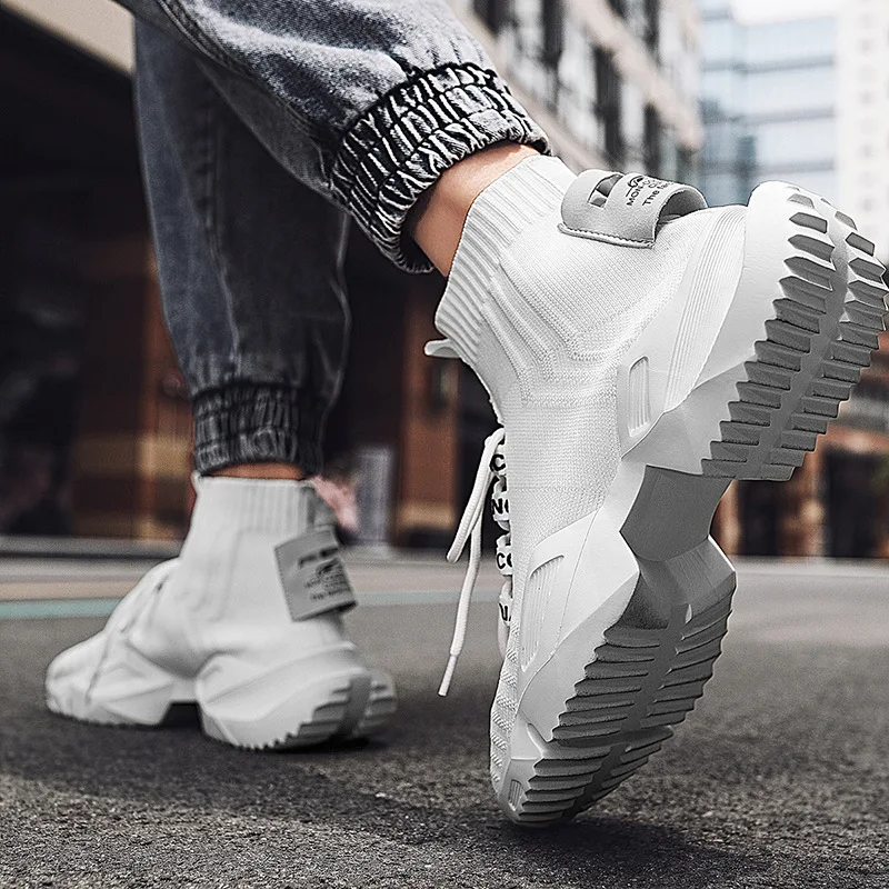 Spring Summer Fashion Black Men's Sock Sneakers Breathable Light Running Shoes Men High Comfortable Chunky Shoes Man Big Size 47