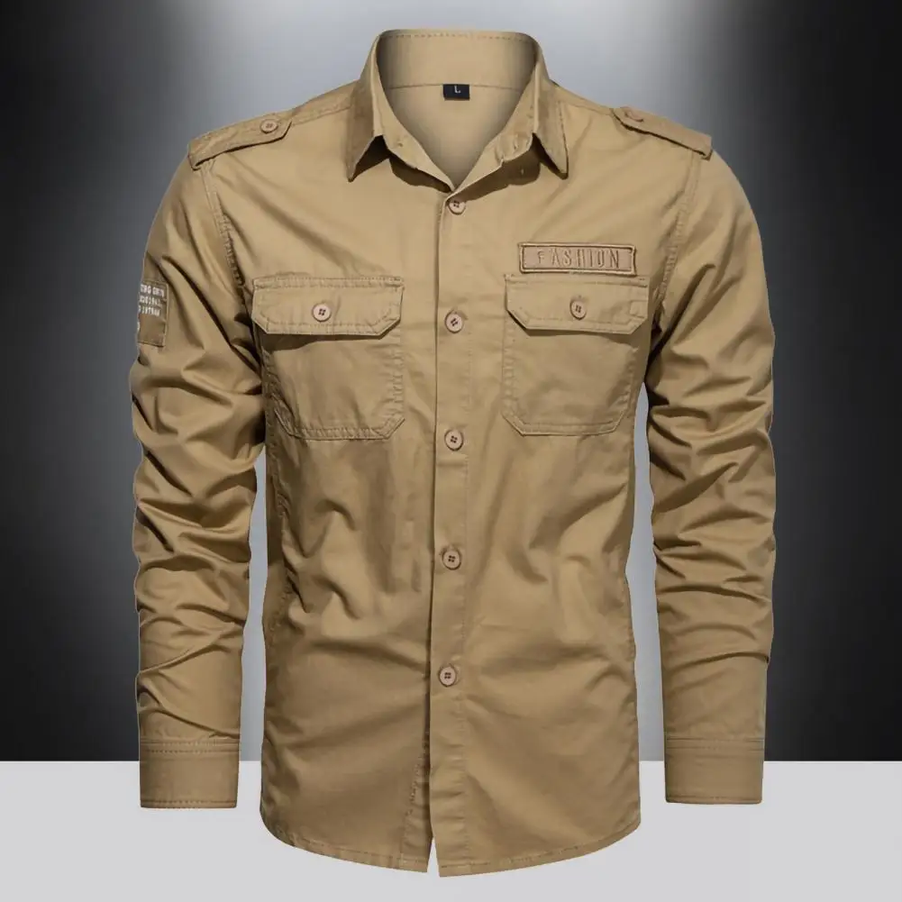 Stylish Spring Top Lapel Solid Color Casual Cardigan Men Shirt  Soft Men Spring Top for Home