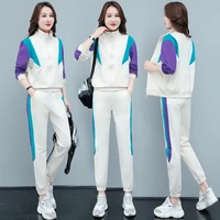 cardigan casual sports suit womens spring and autumn 2022 new color matching fashion style little chap two piece set female