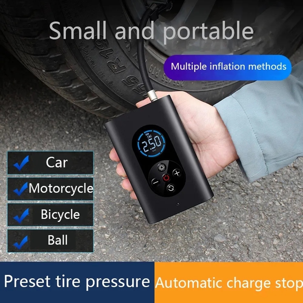 Inflatable Pump Smart Wireless Car Electric Tire Inflator Rechargeable For Motorcycles Bikes