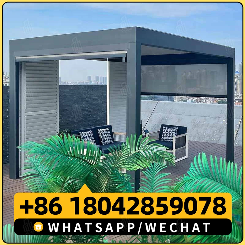LX электрическая пергола открытый экран вращение сплава прочный навес для