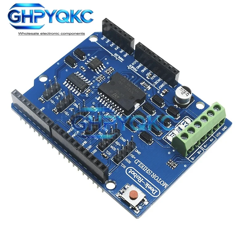 Фото GHPYQKC L298P L298 Shield R3 Модуль драйвера двигателя постоянного тока 2А, двухканальный H-мост, 2-канальный, для Arduino, реле 5В 12В №2
