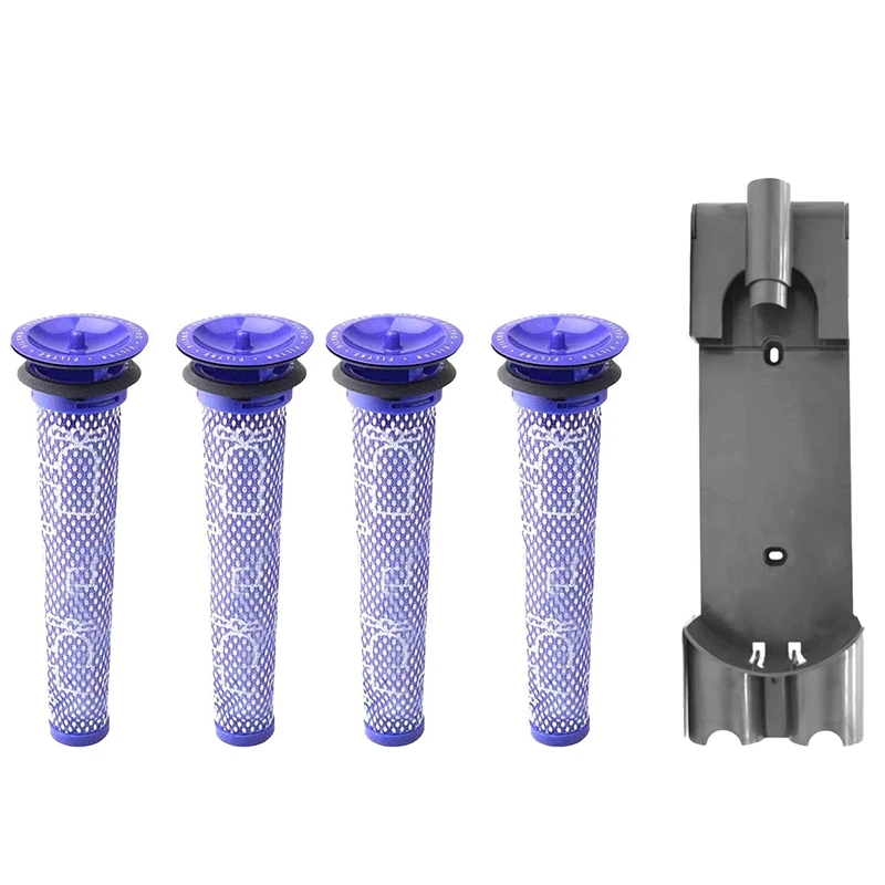 

1 Wall Mount Bracket 4 Pre Filters,For Dyson V7 V8 Series Handheld Vacuum Cleaner Docking Station Filter Accessories