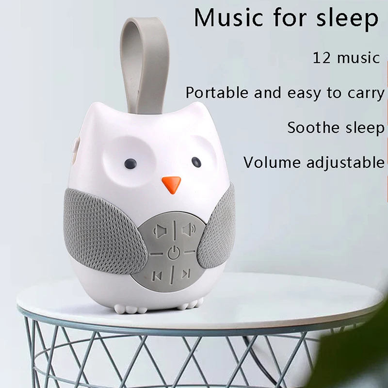 

Portable Owl White Noise Machine Baby Soother with 10 Light Music Songs 2 Natural Sounds Lullabies Silicone Strap for Toddlers