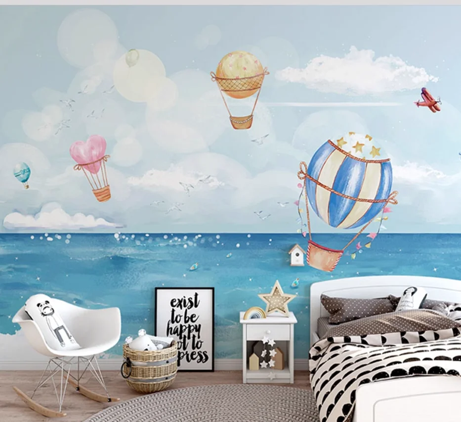 

Пользовательские 3D мультфильм фон обои океан детская комната настенная ткань обои спальня настенная ткань облако детский сад фреска