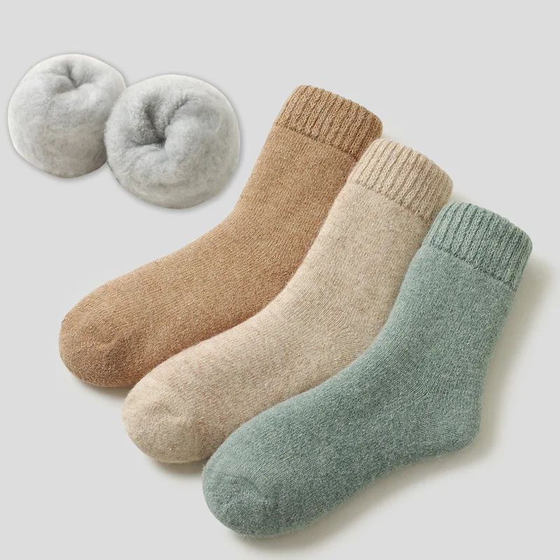 3 pairs of Winter plush thickened warm fashionable wool socks men's and women's terry socks long sock   women socks