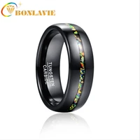 bonlavie 8mm tungsten carbide ring black opal dome wedding band for men comfort fit rings engagement jewelry gift