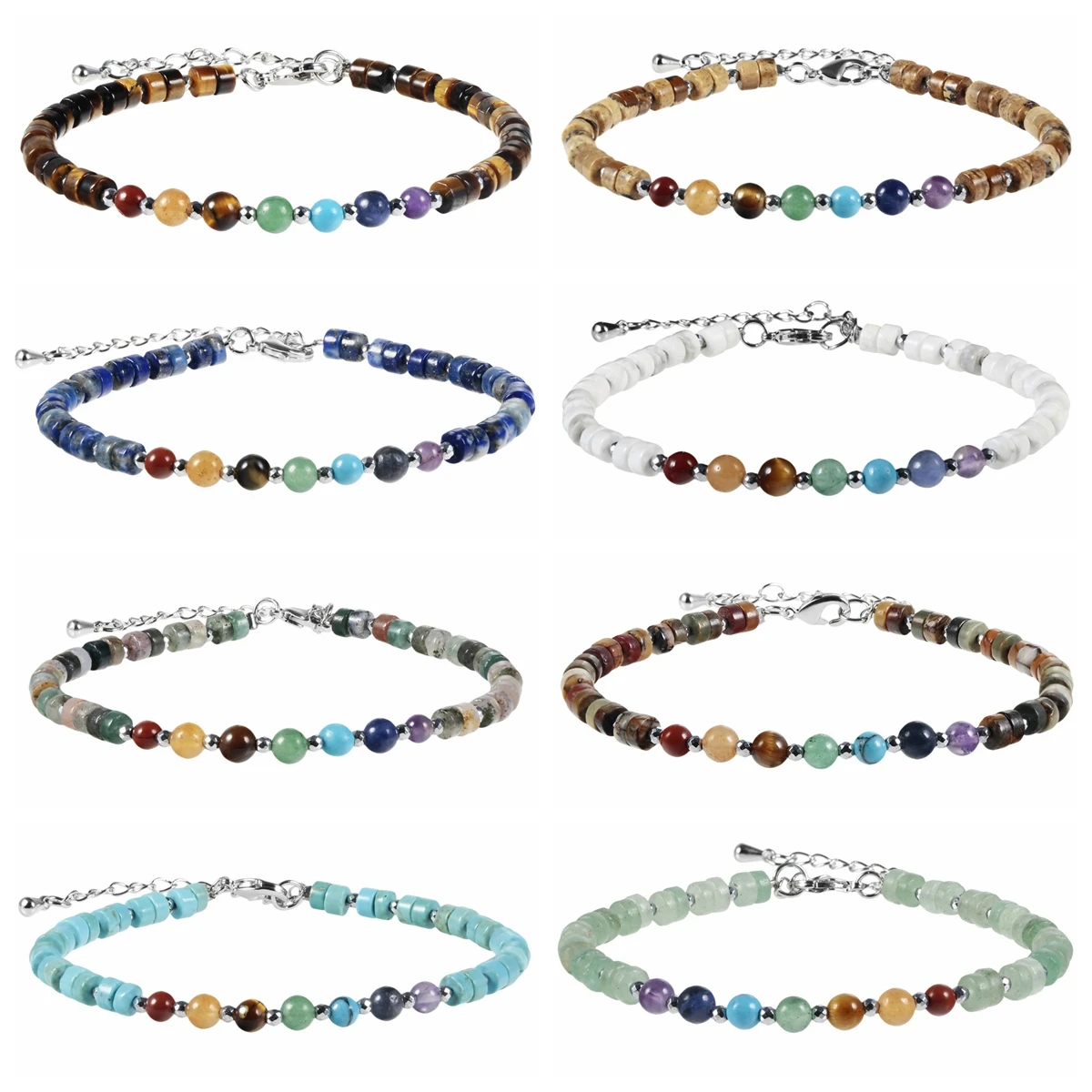 

Natural Gemstone 7 Chakra Yoga Meditation Bracelet Reiki Healing Crystal Stone Double Layer Bangle for Women Men