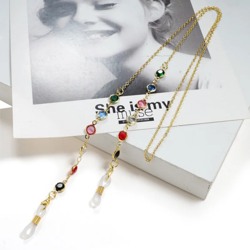 Цепочка для очков цветная металлическая веревка с защитой от потери цепочка со