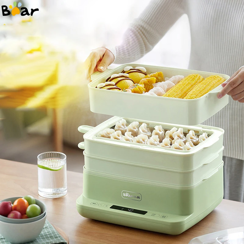 

Electric Steamer 3 Layers Machine Rice Rolls Multifunctional Breakfast Egg Household Food Cooker Vermicelli Roll Bear/CFJ-A80B1