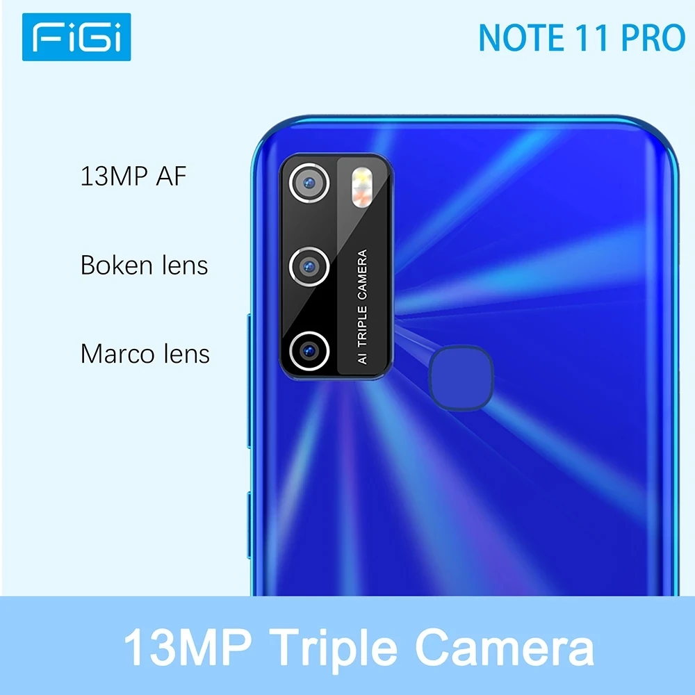 FIGI Note 11 Pro Android 11 Quad Core Smartphone 4GB 64GB 6.52 Inch Mobile Phone MTK6762  5200mAh Cellphones 13MP Triple Cameras