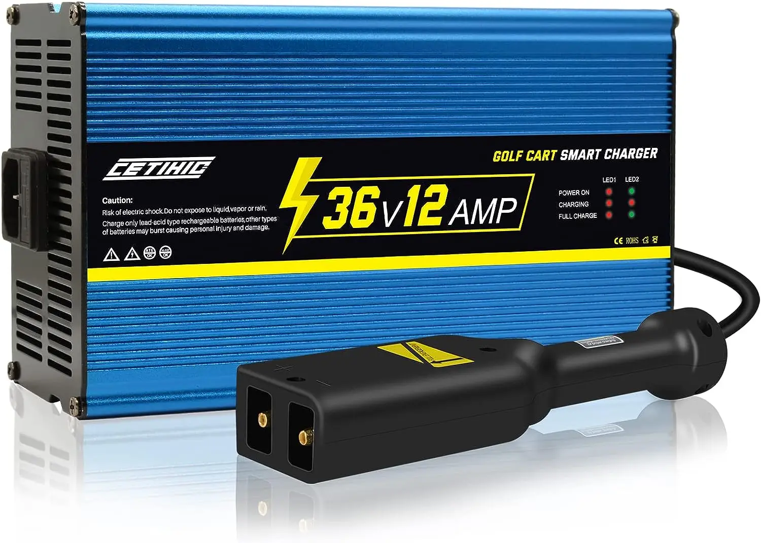 

Volt Golf Cart Battery Charger for Ezgo, 12 Amp Smarter Battery Charger with Trickle Charge, 36V EZGO Battery Charger-D Style Pl