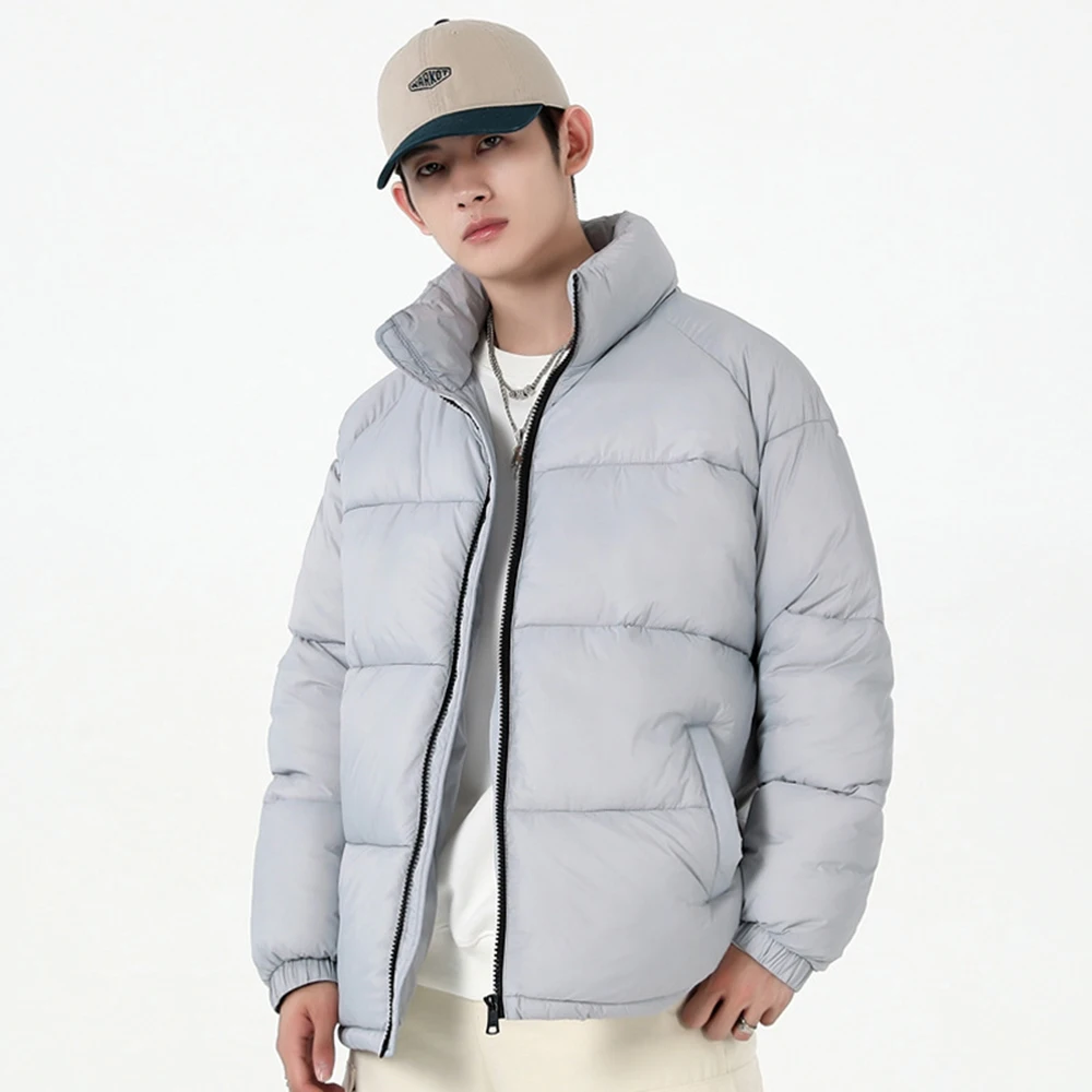 ERIDANUS 2022 Hot Sale Winter Men's Simple Stand Collar Windproof Bread Cotton Coat Male Solid Color Loose Parka Clothes MWM164