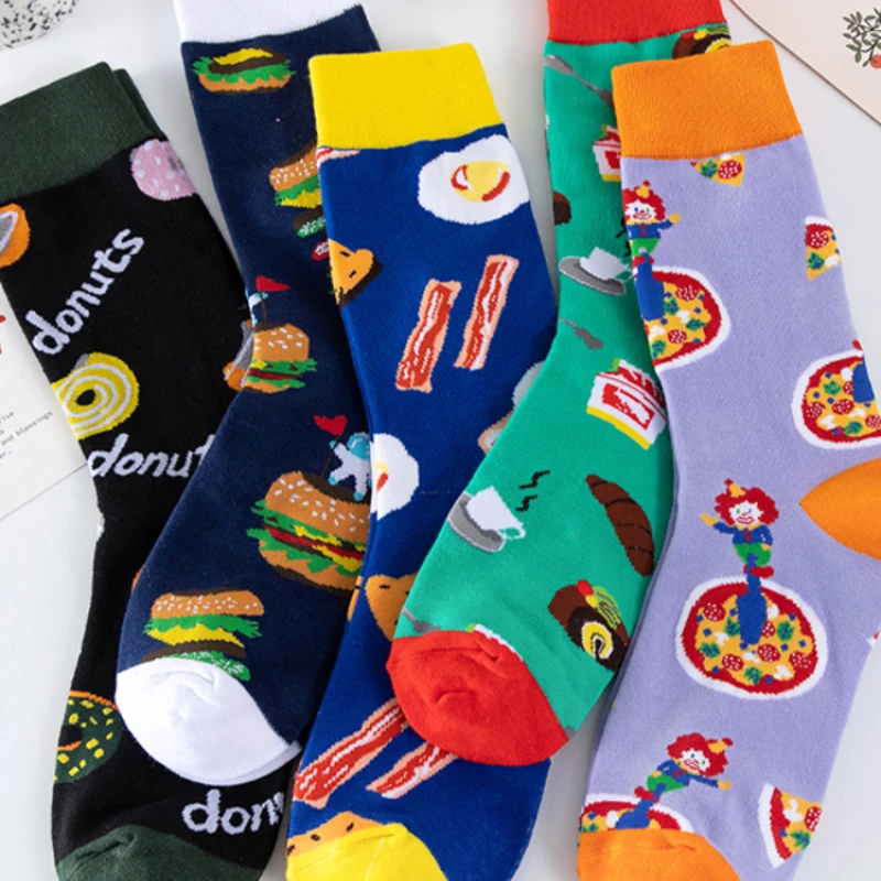 Cotton Fashion Casual Sports Women's Stockings Printing Sweat-absorbing Breathable Anti-friction Men's Socks Unisex Middle Tube