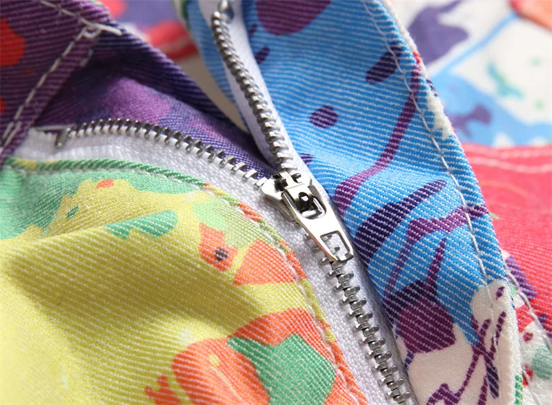 New Street Men's Jeans Digital Printing Cotton Slim Fit Pants Fashion Mid Waist Casual Straight Leg Men's Pants