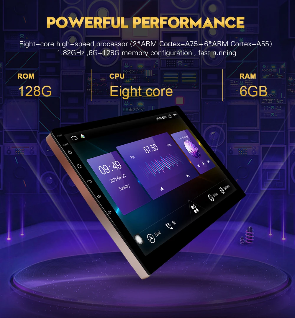 

Universal 6+128GB 2 din Android Car Radio for 2Din Car Stereo Auto radio Head Unit Qled screen 7862 CPU Built-in carplay