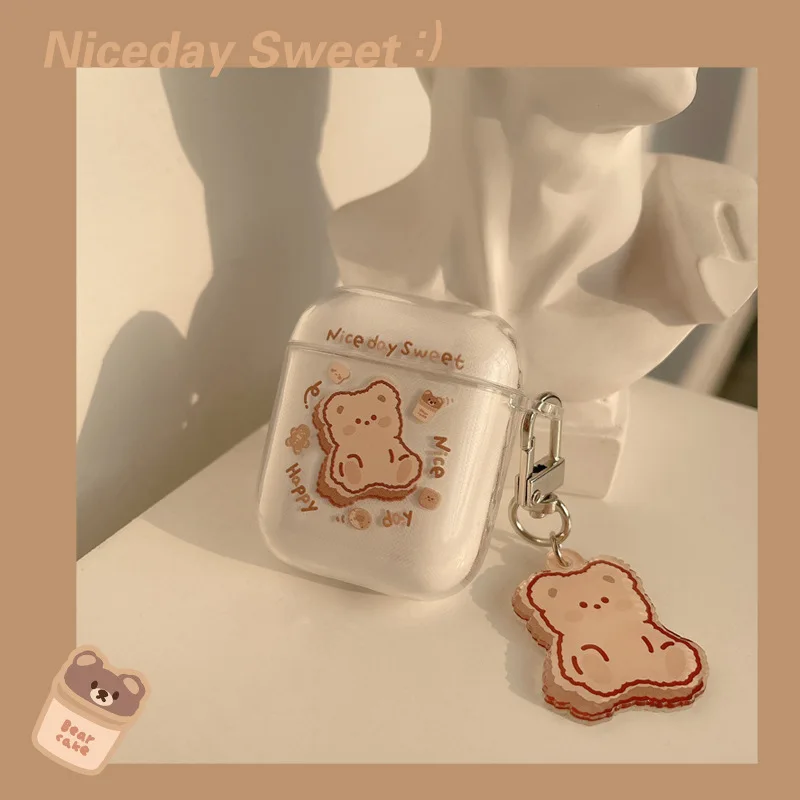 

Cute Cartoon Send Pendant Dog Bear Airpods 1 2 Pro 3 Protective Case Peach Animal Fruit