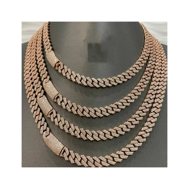 Кубинская цепочка в стиле Майами 10 мм Vvs муассанит бриллиант стерлинговое