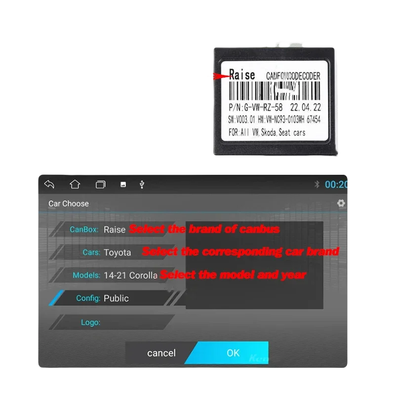 Фото Для HYUNDAI AZERA/KIA CADENZA K7 Android автомобильный радиоприемник Canbus Box декодер жгут проводов адаптер кабель питания HY-SS-04 №2