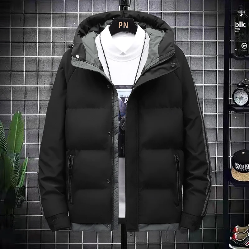 

Winter Jacket New Thicken Warm Fashion Streetwear Simple Hooded Men Cotton Coat Windproof Male Parkas Chaqueta De Hombre