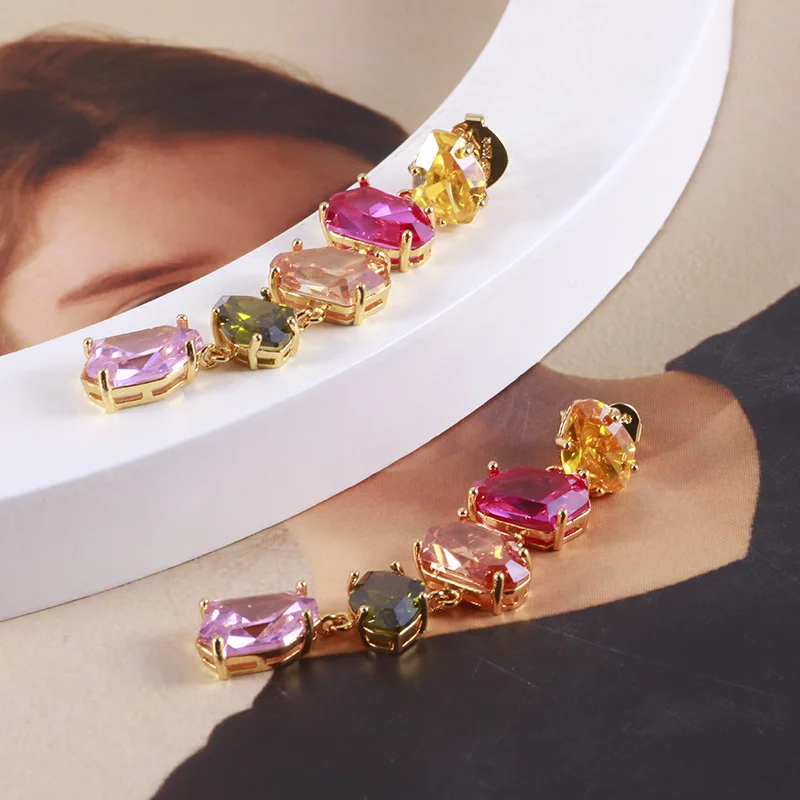 Модные роскошные модные блестящие серьги неправильного геометрического цвета с