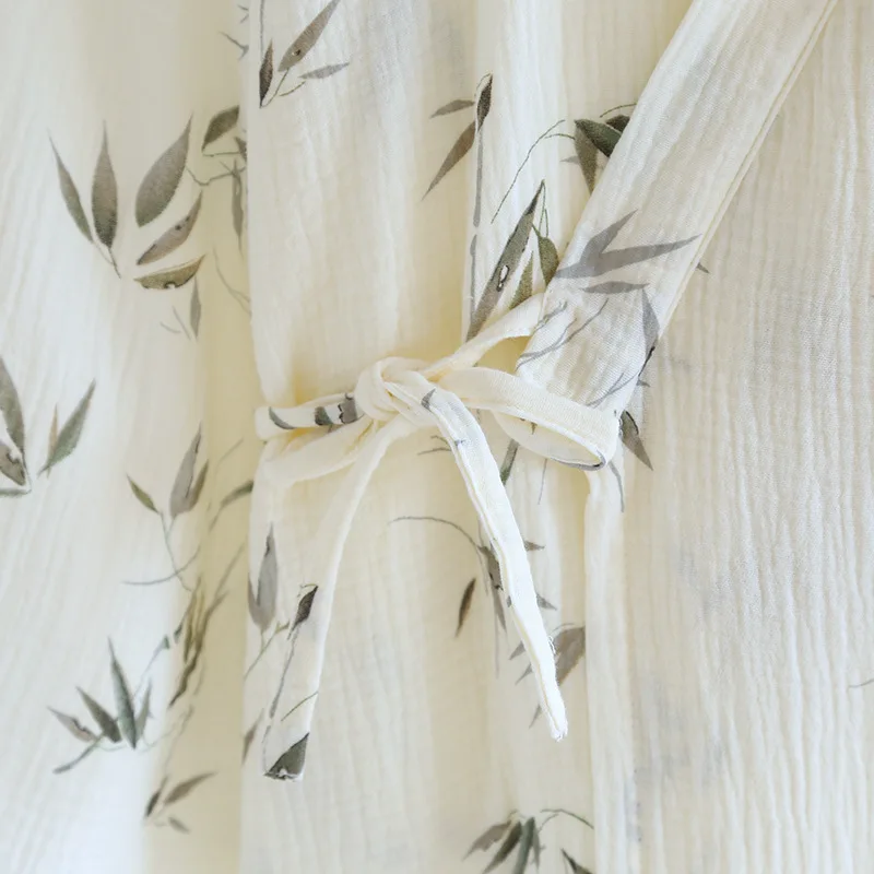 Одежда для сна из хлопчатобумажной ткани с бамбуковым принтом банные халаты