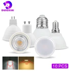 10 шт.лот Светодиодная лампа MR16 GU10 GU5.3 E27 E14 Lampada LED 6 Вт AC 220-240 В, 24120 градусов, светодиодная лампа Bombillas, прожектор, точечный светильник