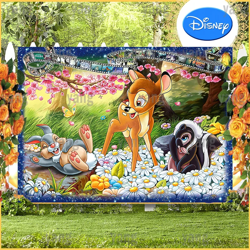 Cute Disney Film Tape Newborn Birthday Party Painting Full Square Bambi Of Fawn Cartoon Picture Rhinestone Embroidery Home Decor