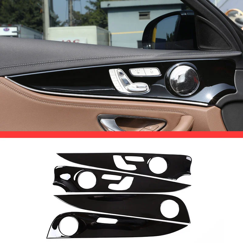 

For Mercedes Benz E Class W213 E200l E300l ABS Chrome Car Interior Door Decoration Panel Cover Trims Auto Accessories 4pcs