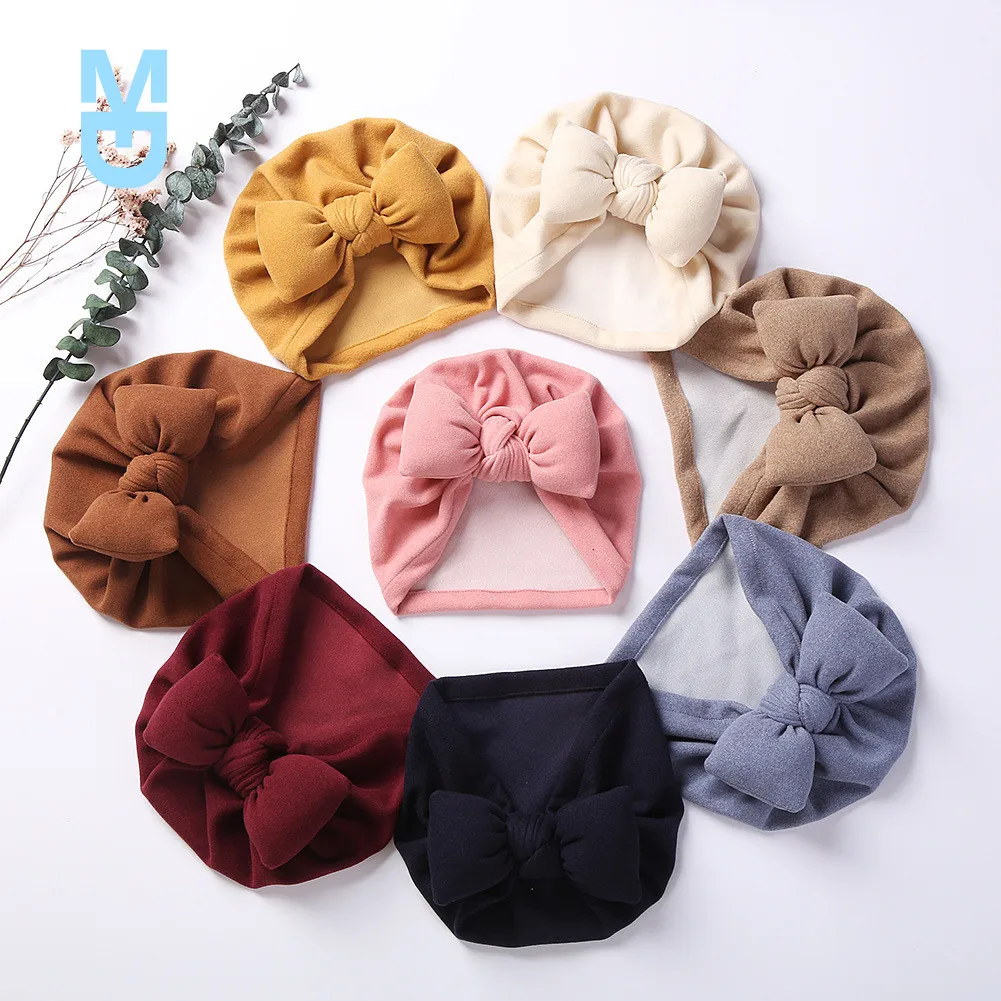 

New Winter Autumn Thick Warm Cotton Baby Hat Big Bows born Baby Bonnet 0-36 Months Knit Baby Girl Hat Beanie Cap
