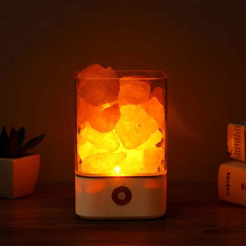 

USB Crystal Light Natural Himalayan Salt Lamp Led Lamp Air Purifier Mood Creator Indoor Warm Light Table Lamp Bedroom Lava Lamp