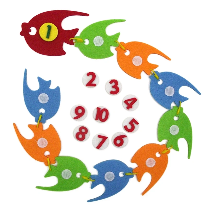 

Color Number Sorting Fish Matching Toy Non-Woven Sticker Preschooler Supplies