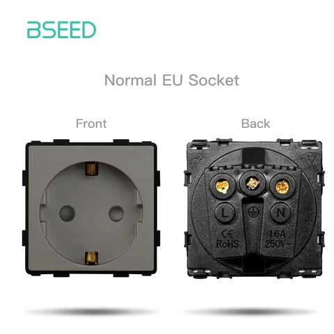 BSEED 1/2/3GANG Mechanischer Knopfschalter Lichtschalter Funktion Teil Kristallglasrahmen Eu Wandbuchse DIY TEIL FREI Combination