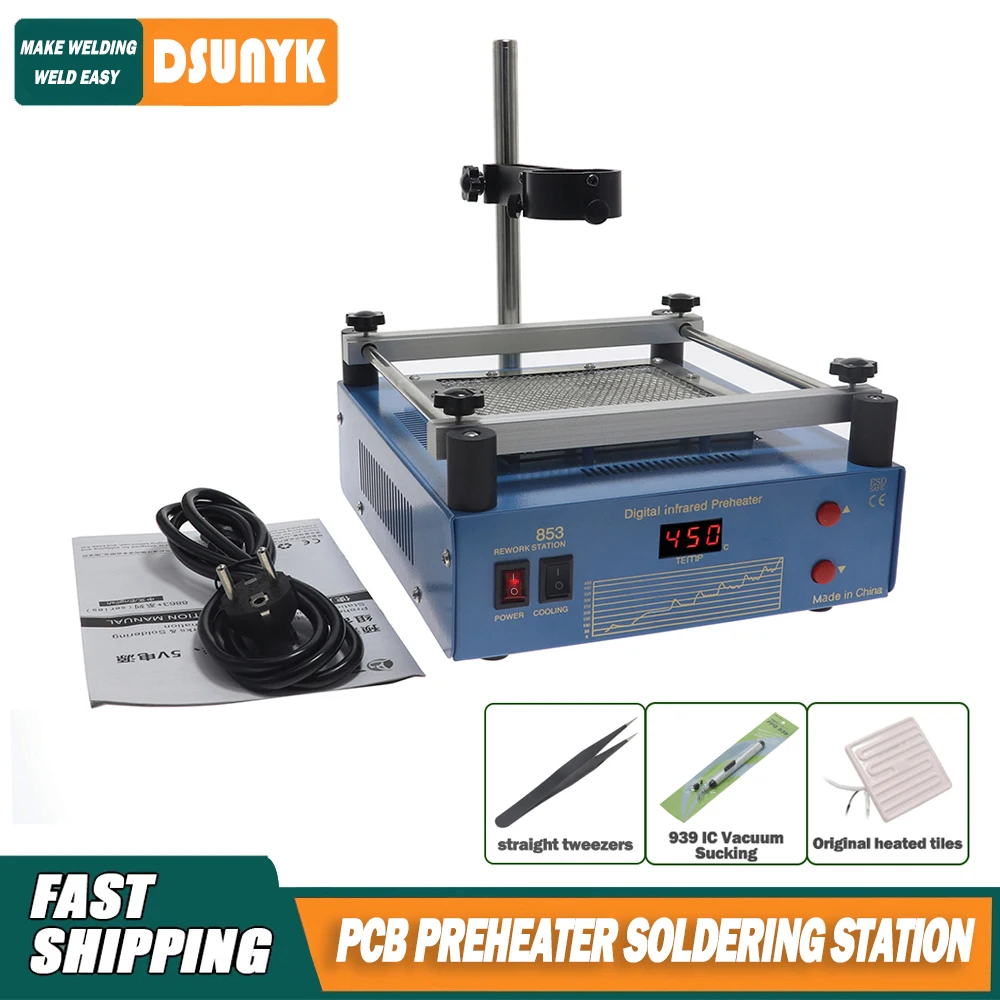 DSUNYK 853 853A IR Infrared Preheating Station PCB Preheater Soldering Station BGA Rework Station Bottom Heater Repair Tools