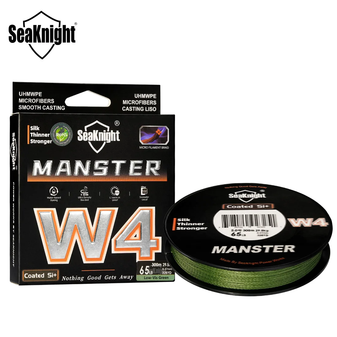 Фото SeaKnight Manster W4 Series 300M/500M Pe Line 4-жильная плетеная линия Sea Line Прочная X4 PE Размер линии 0,4 # -6.0 #   [Power 12LB-80LB №3