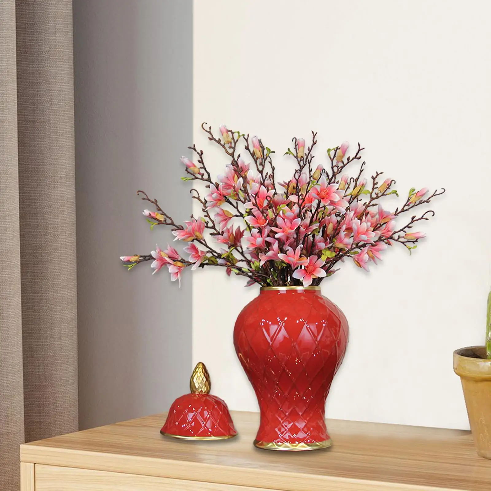 

Porcelain Ginger Jar with Fine Glaze Finish Ceramic Flower Vase for Collection Party Flower Arrangement Livingroom Bedroom