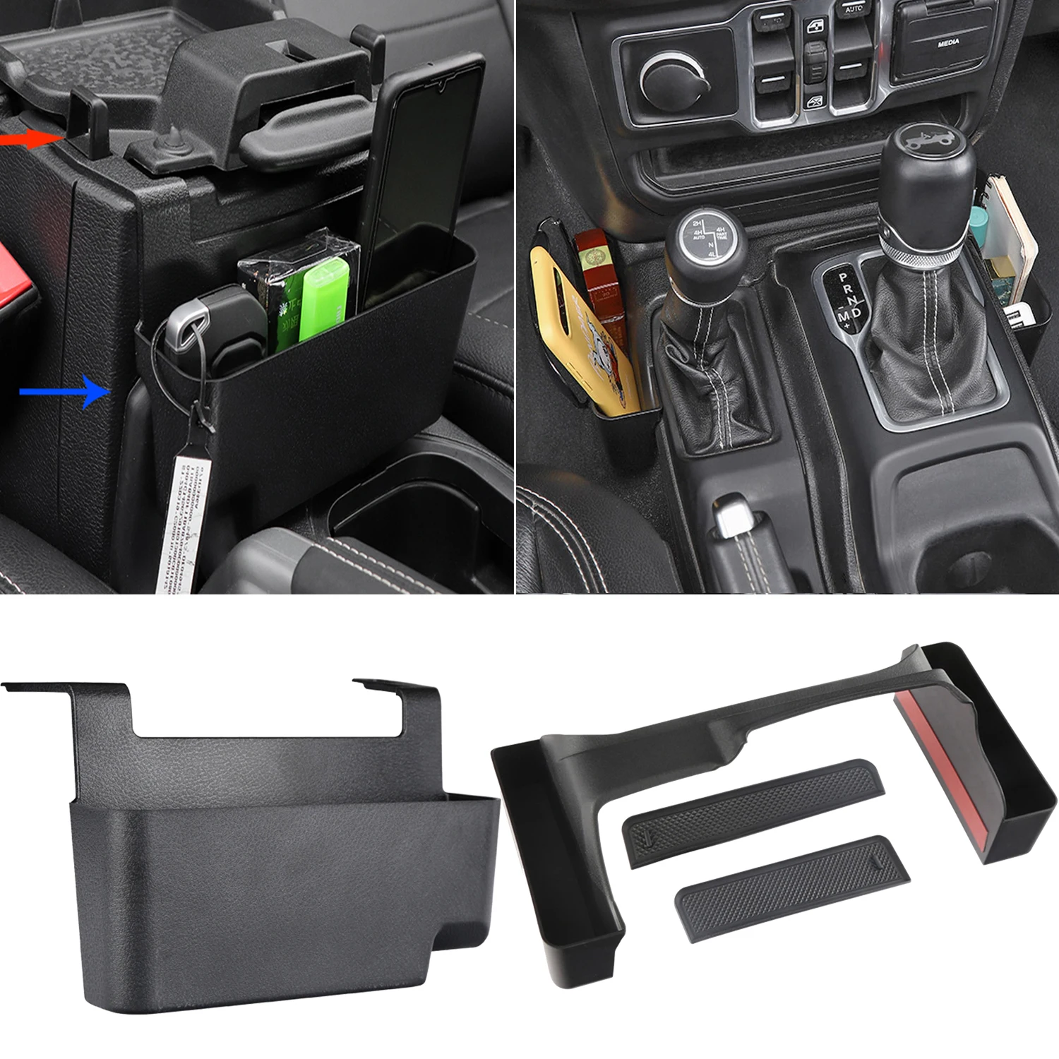 Ящик для хранения переключения передач, уборка для Jeep Wrangler JL Rubicon Sport Sahara Gladiator JT 4XE 2018-2025, аксессуары для интерьера