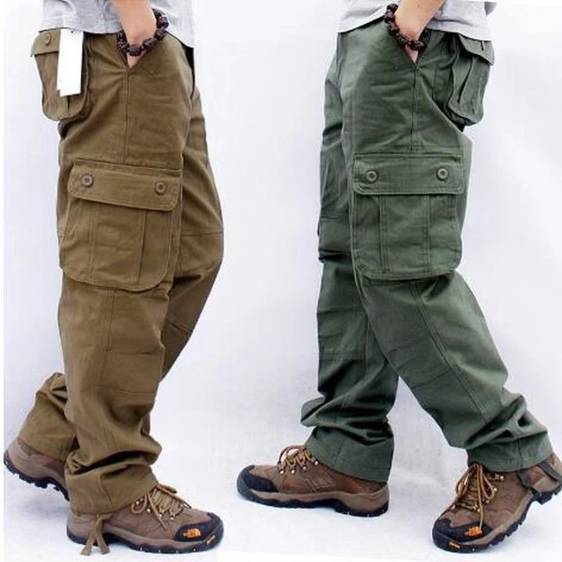 

Men's Cargo Pants Casual Multi Pockets Military Tactical Pants Male Outwear Loose Straight slacks Long Trousers Plus size 29-44