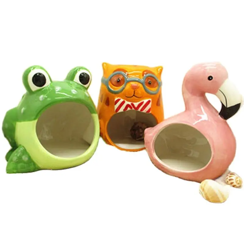 

[Pink Flamingo] Hermit Crab Hideout House, Ceramic Cave House, Amphibious Climbing Pets, Singing Insects, Landscaping Decoration