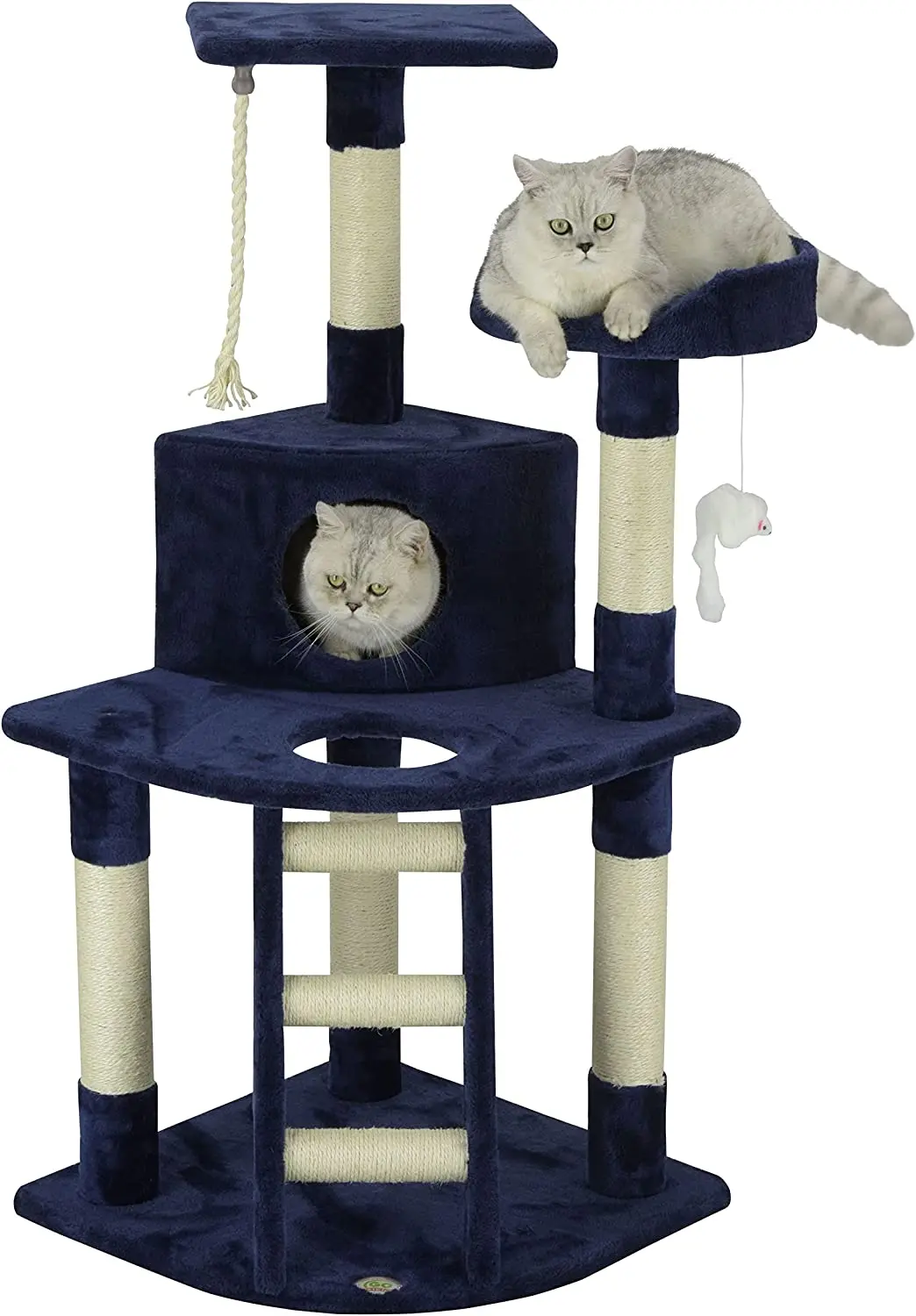 

48" Corner Cat Tree Kitty Condo Kitten Tower Furniture with Multiple Scratching Posts, Sisal Covered Ladder, Plush Condo Pla