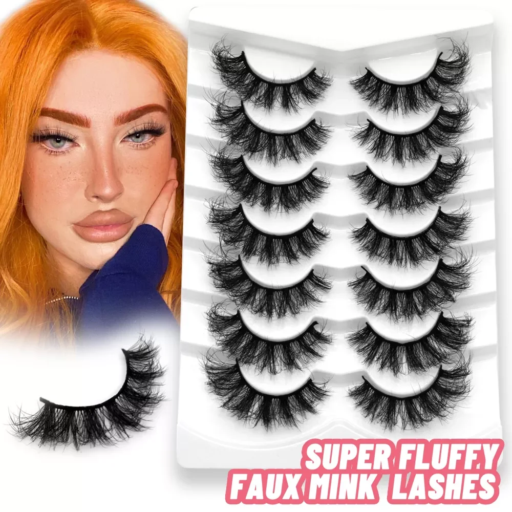 

5/7 Pairs Eyelashes Faux Mink Eyelashes Long Lasting Fluffy Mink Lashes Dramatic Volume lashes Extension Thick Long