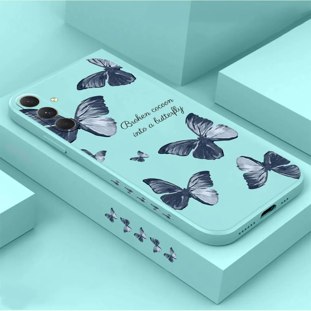 

Lovely Red Blue Butterfly Case For Samsung M80S M60S M40S M32 M22 M12 Note 20 10 9 A50 A30 A20S A14 A10 A10S A02 4G 5G Cover