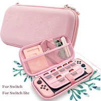 cute pink sakura portable storage bag travel carry case cover for nintendo switch game accessories pu carrying switch shell case