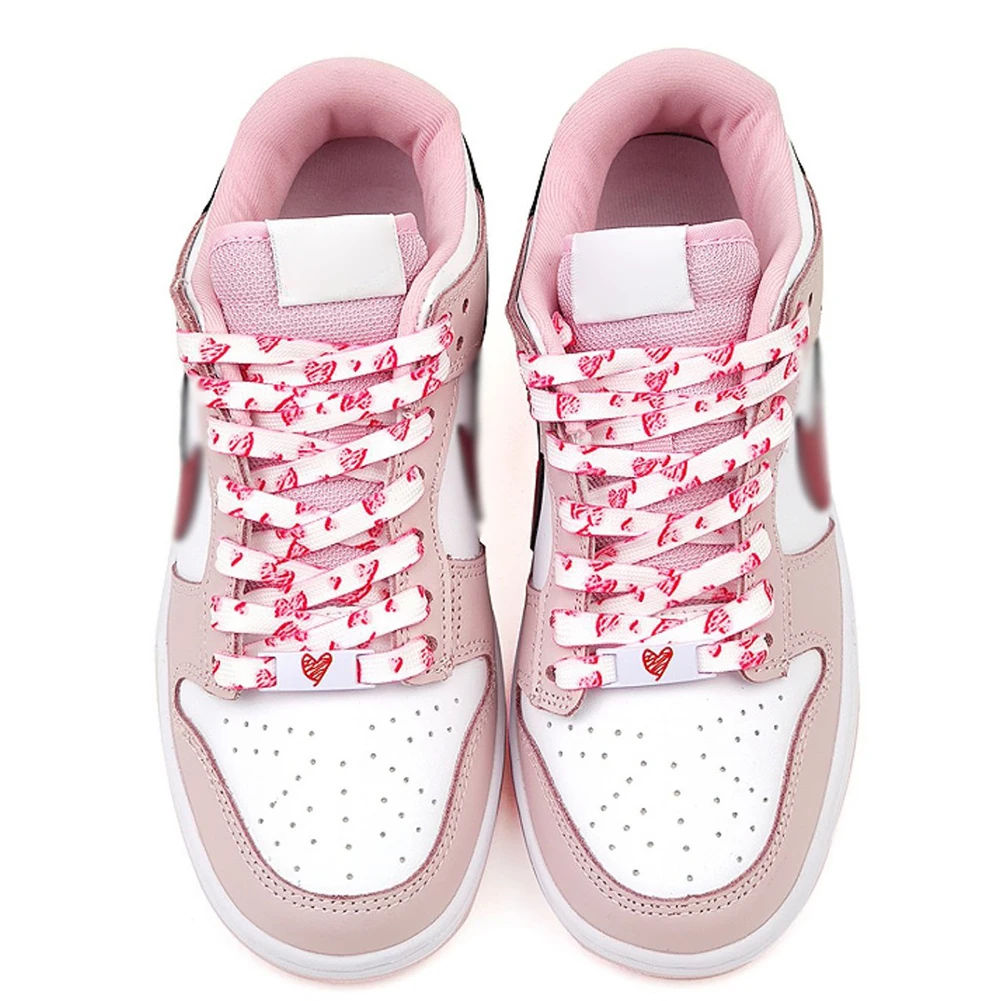 120/140/160cm Ins Pink Love Shoelaces Sneakers Flat Shoelaces Flat Shoe Laces Strings Elastic Shoelaces Women Man Shoestrings