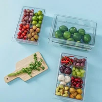 2022transparent refrigerator storage box 8 grid kitchen refrigerator drawer fridge storage bin containers pull out pantry freeze