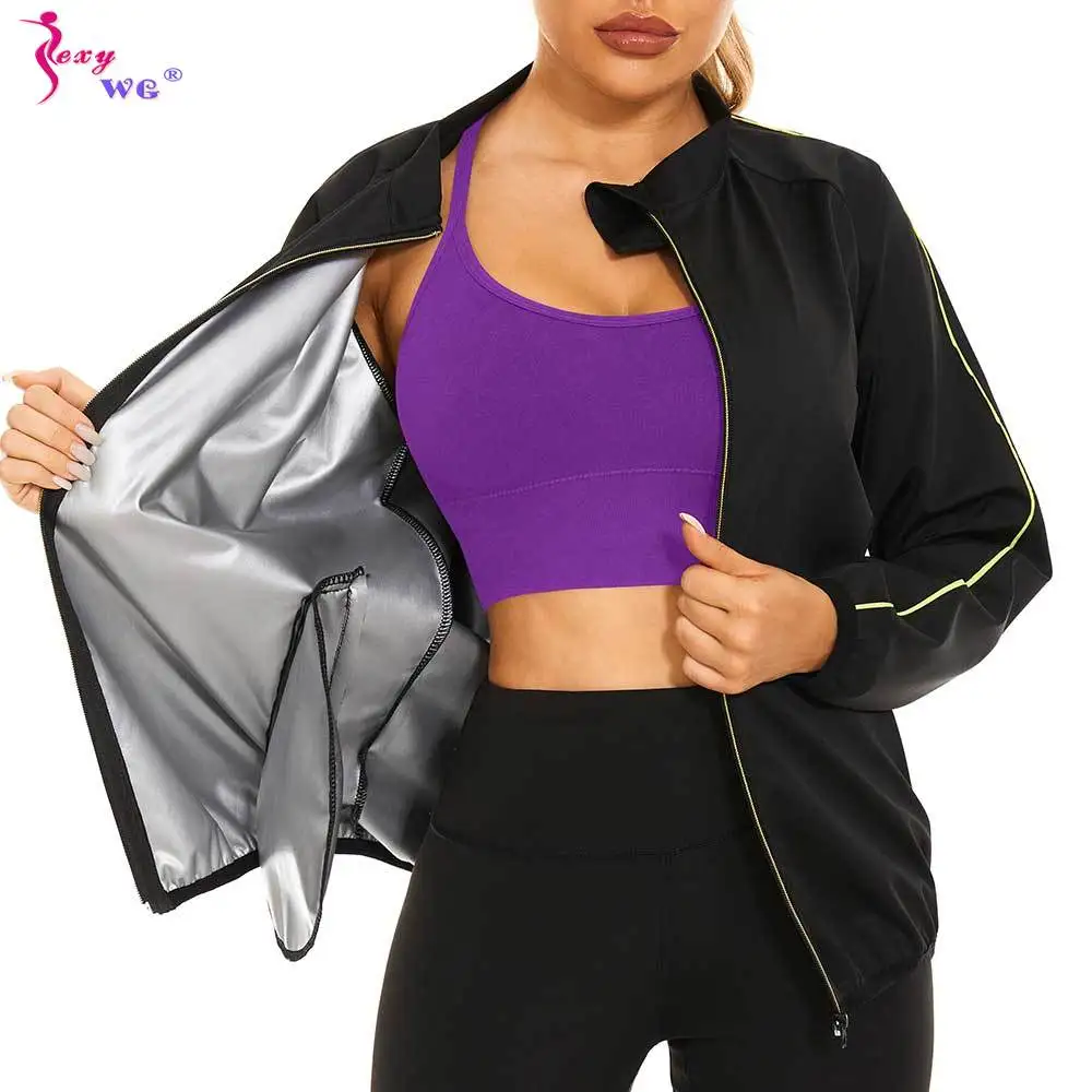 

SEXYWG Sauna Jacket for Women Sweat Top Weight Loss Suit Slimming Shirt Body Shaper Fat Burner Exercise Sport Workout Fitness