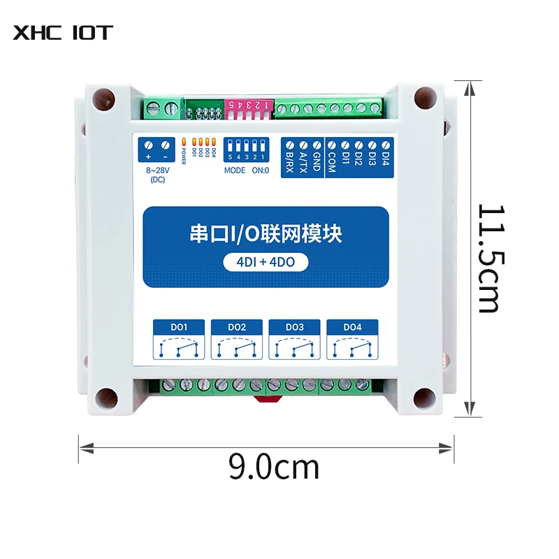 4DI + 4DO RS485  Modbus RTU Industrial Grade Serial Port I/O MA01-AXCX4040 XHCIOT Networking Module Data Acquisition Monitoring
