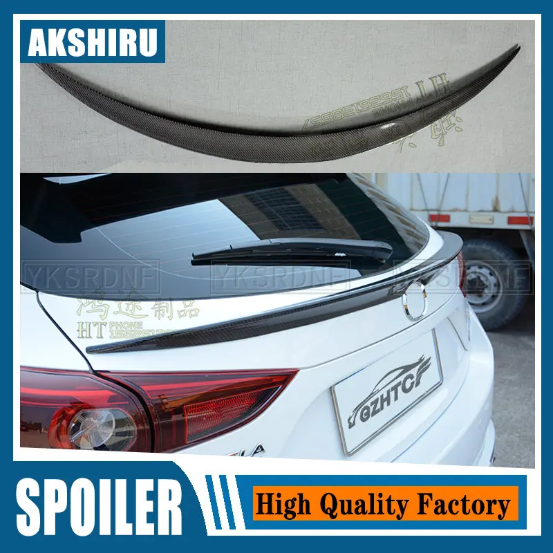 

For Mazda 3 Hatchback Real Carbon Fiber CAR Spoiler Wing Car Rear Window Rear LIP Middle Tail FIN Accessories Mazda3 2014-2019