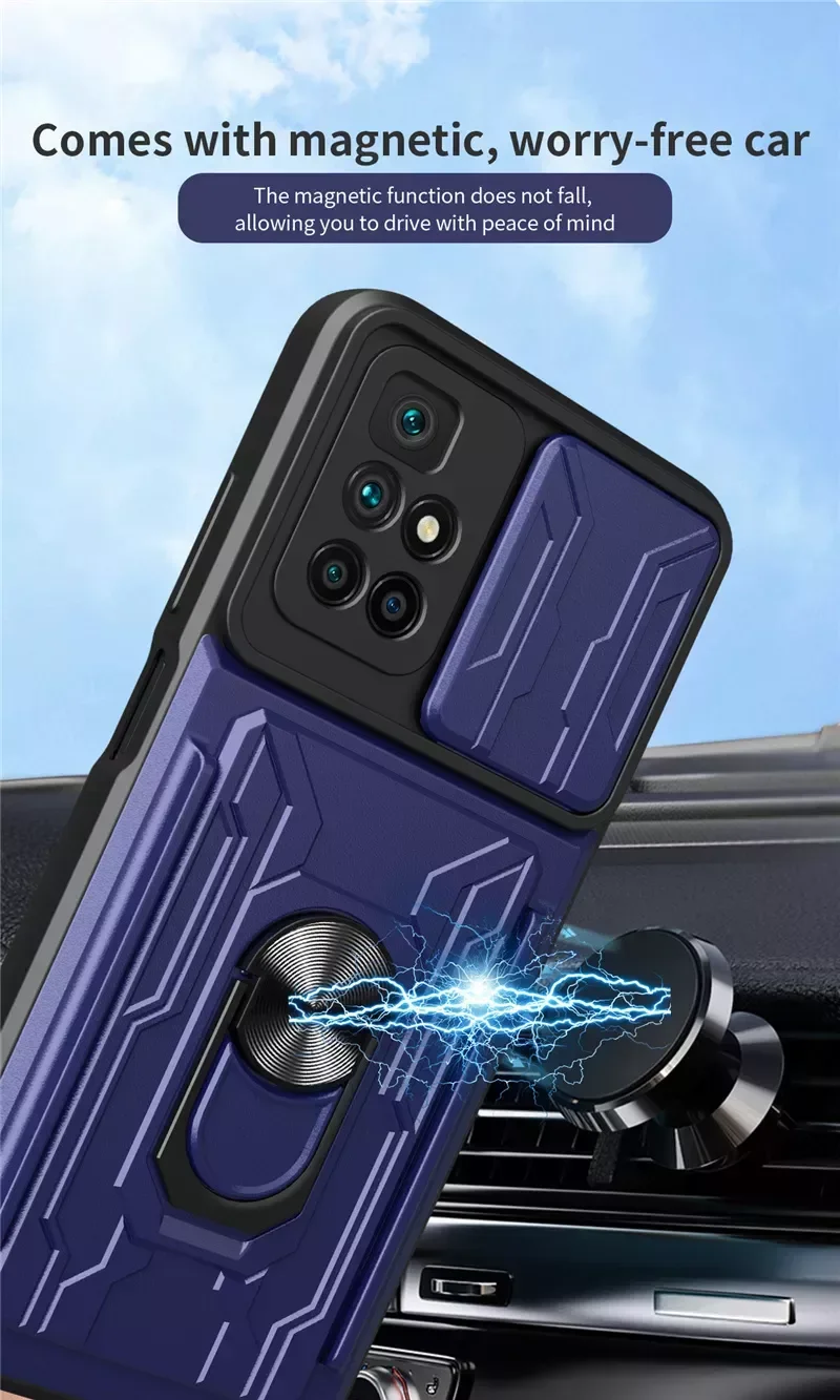 

2022 New Arrival Armor Case For Xiaomi Redmi 10 10C Note 11 11S 9 Mi 11T 12 X3 X4 M4 Pro F3 F4 GT Holder Card Slot Cover